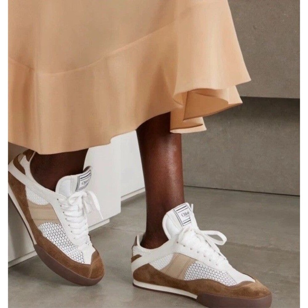 Chloé Kick Mesh Sneakers Womens EU 36 US 6 Suede & Leather Low Top Lace Up Shoes